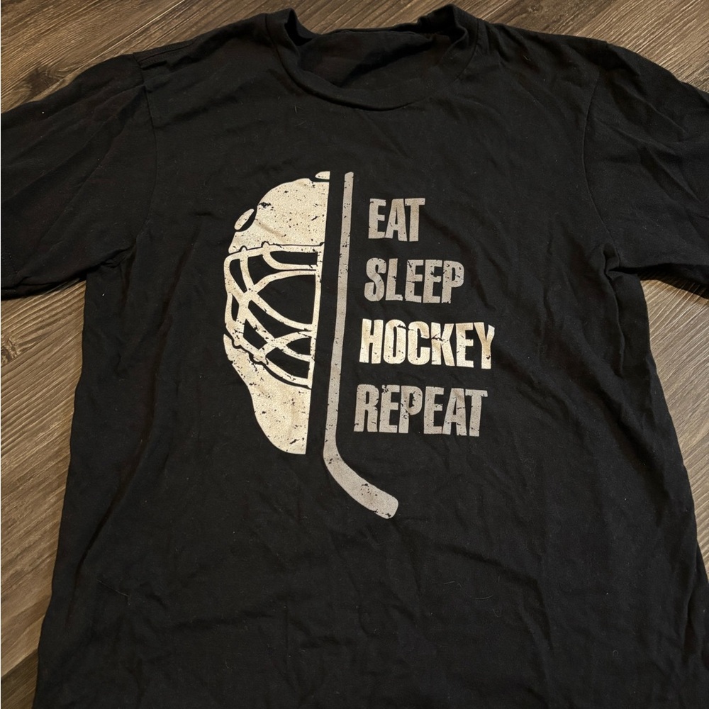 Black Hockey Graphic T-Shirt Boys Medium